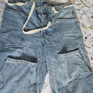 Blue Denim Jeans with Rope Belt